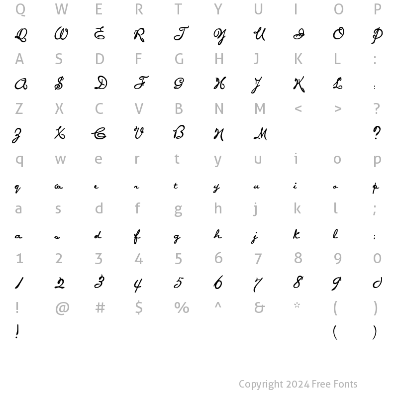 Character Map of Penstyle Bold