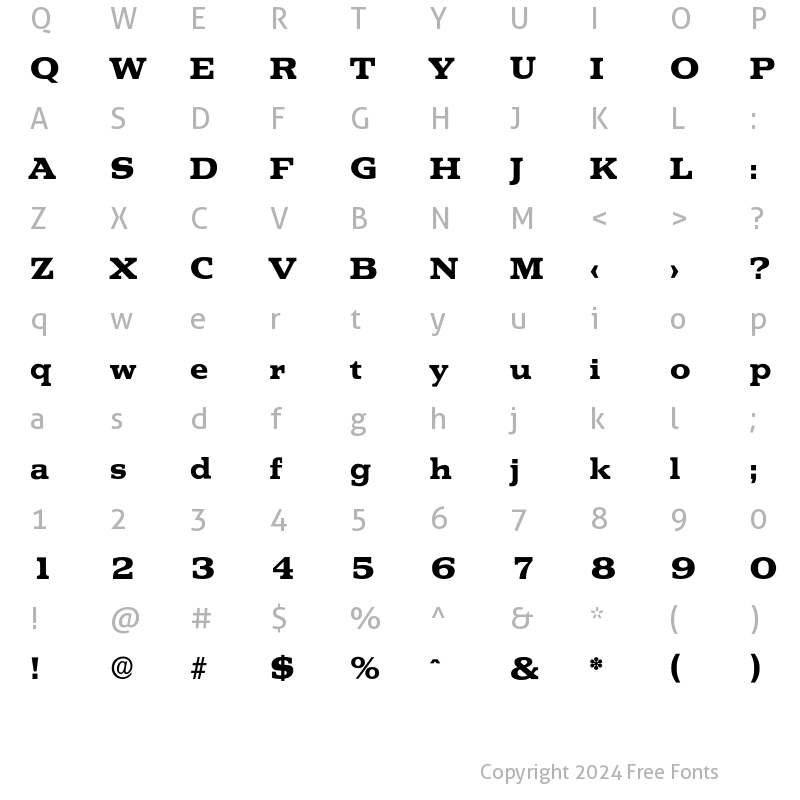 Character Map of Penthouse-ExtraBold Regular