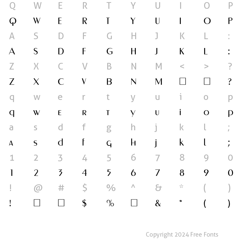 Character Map of PenultimateLight Regular