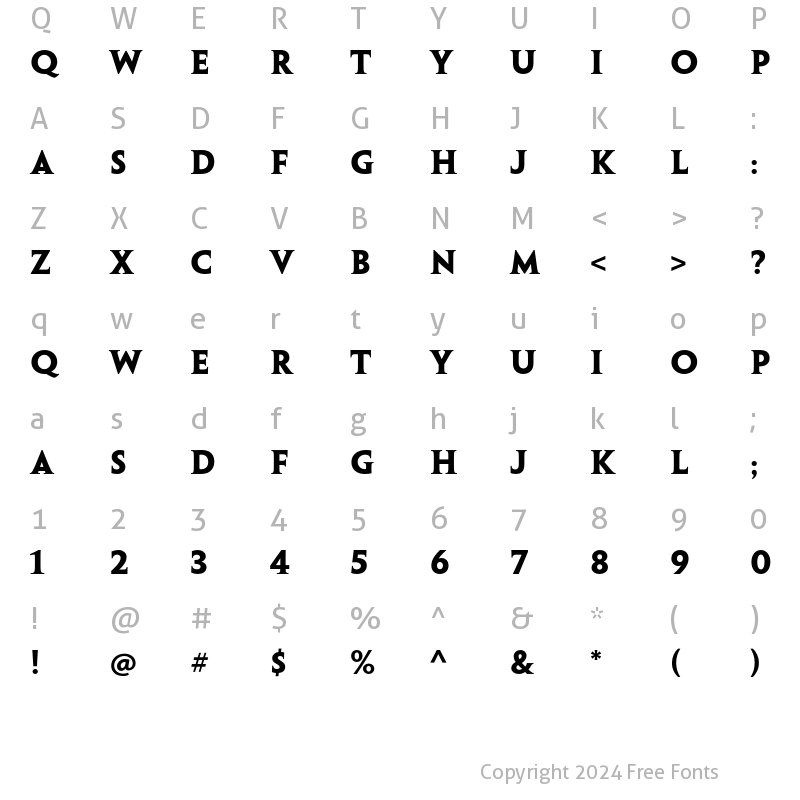 Character Map of Penumbra Serif Std Bold