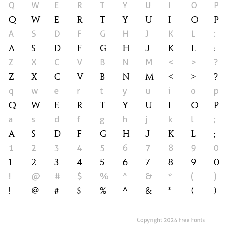 Character Map of Penumbra Serif Web Regular