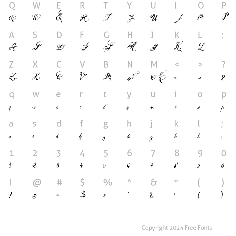 Character Map of Pepe-Swash Regular