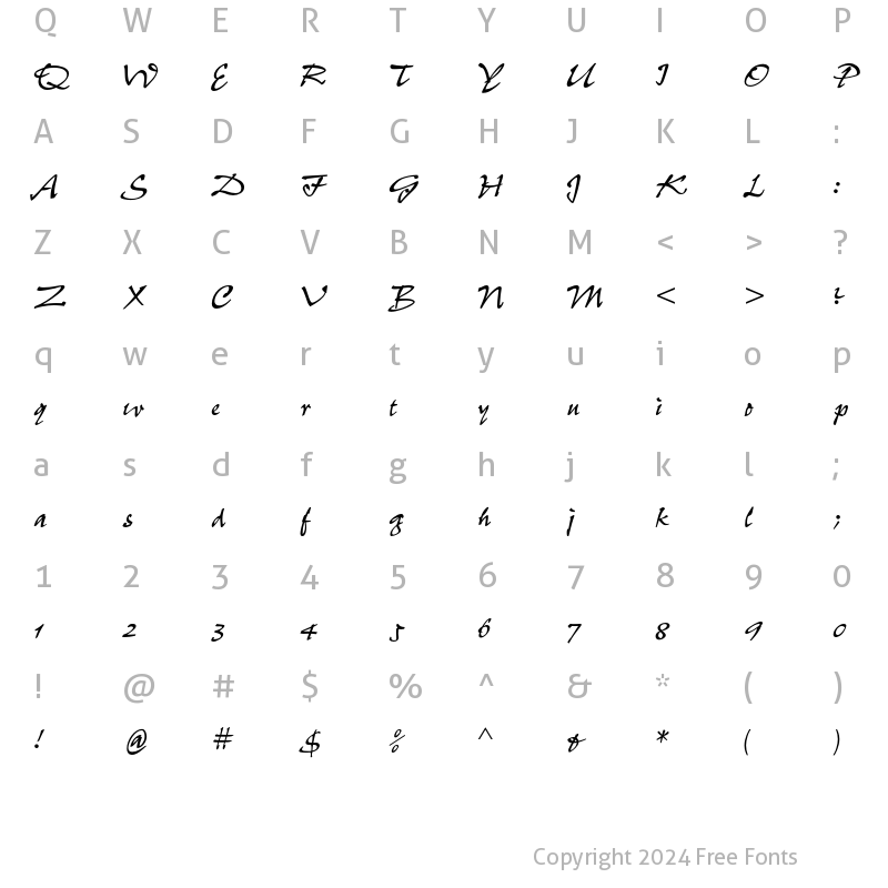 Character Map of Pepita MT Regular