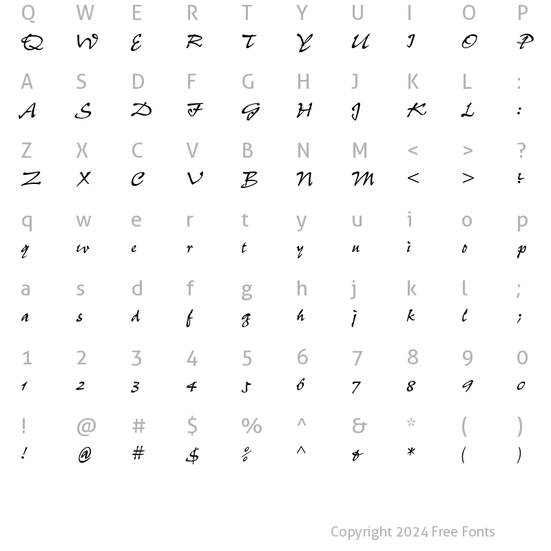 Character Map of Pepita MT Std Regular