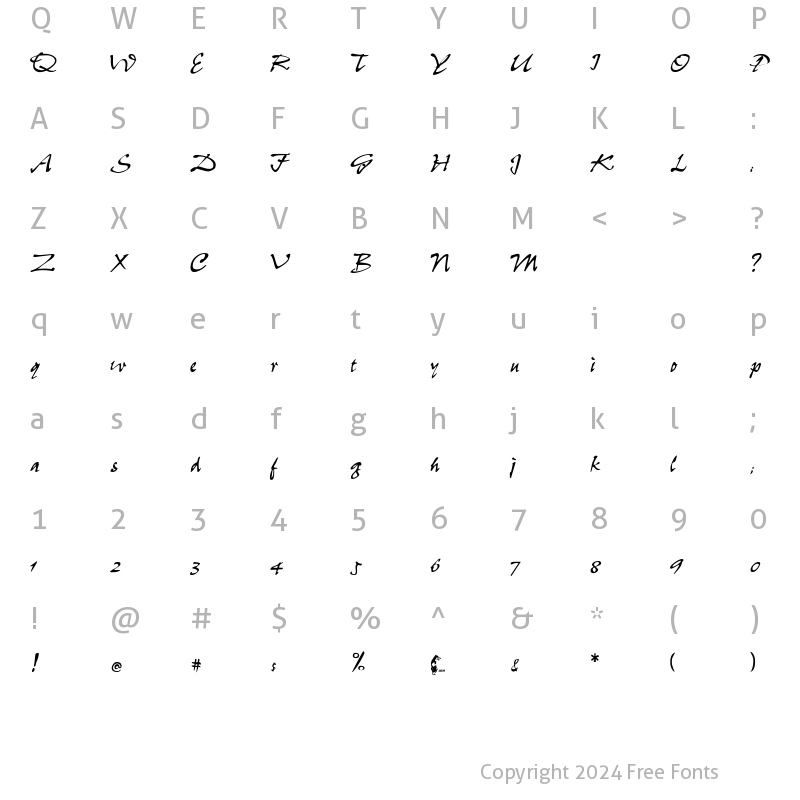 Character Map of Pepita Regular