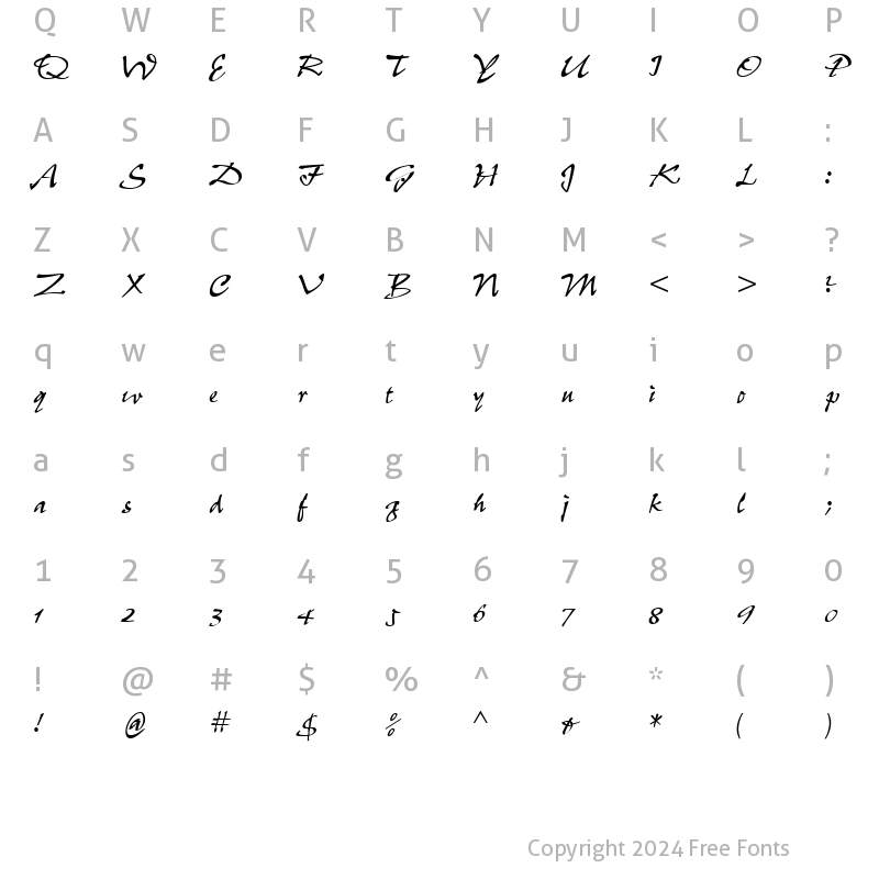 Character Map of PepitaMT RomanItalic