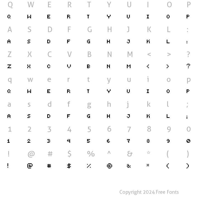 Character Map of PEPminus10 Regular