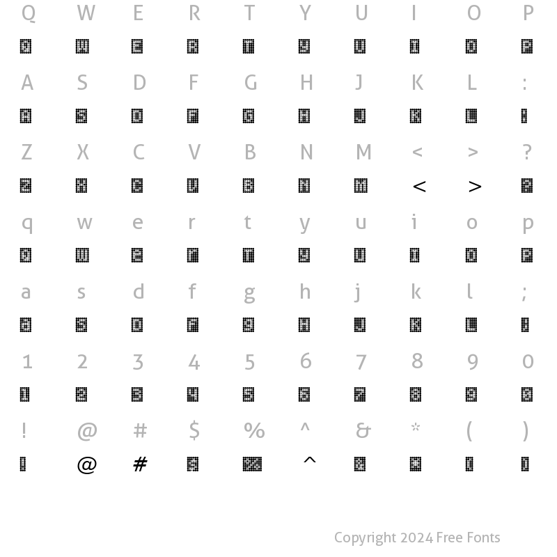 Character Map of Peppered BTN Negative Regular