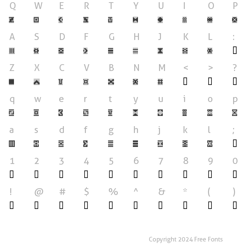 Character Map of Peppered BTN Ornaments Regular