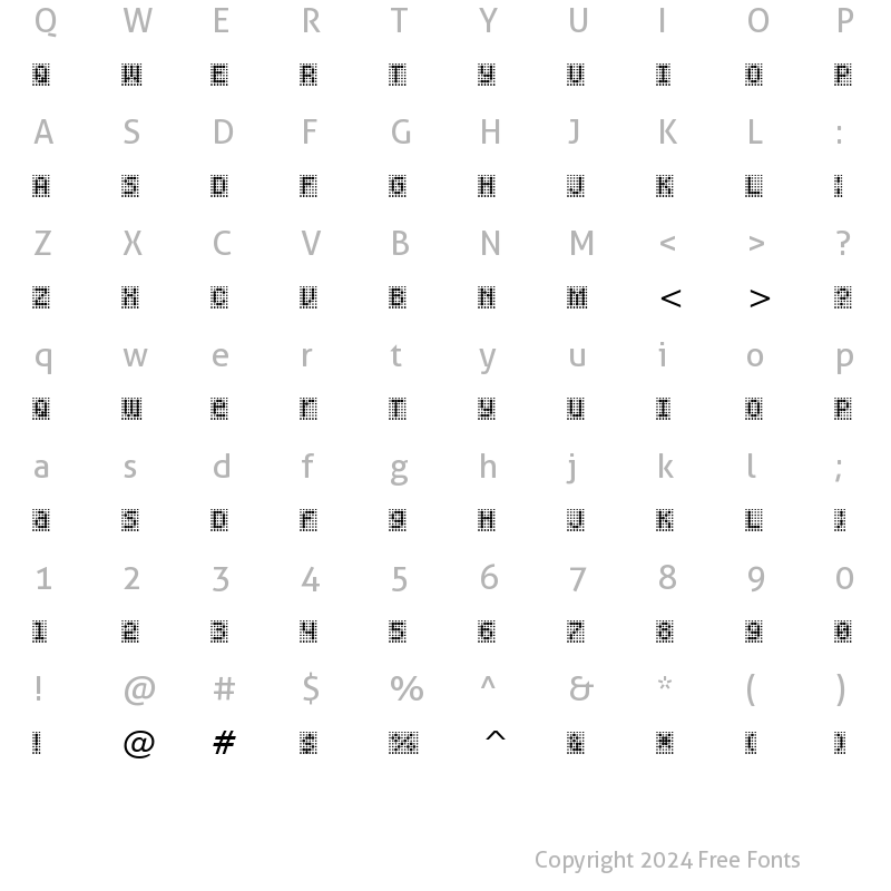 Character Map of Peppered BTN Positive Regular