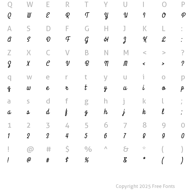 Character Map of PEPPERMINT Italic