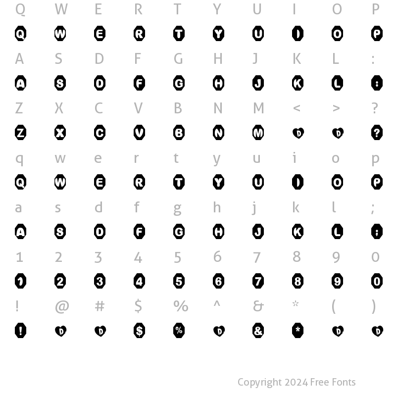 Character Map of Peppermint Lump Regular