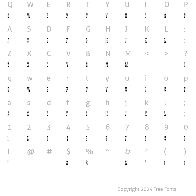 Character Map of Pepperwood Fill Regular