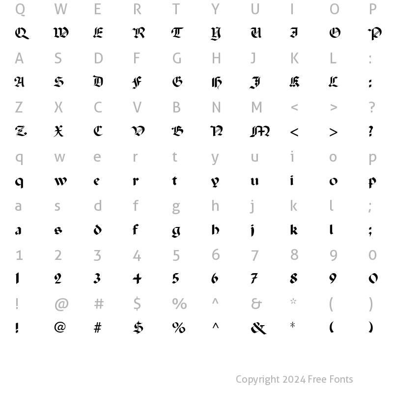 Character Map of Percival Regular