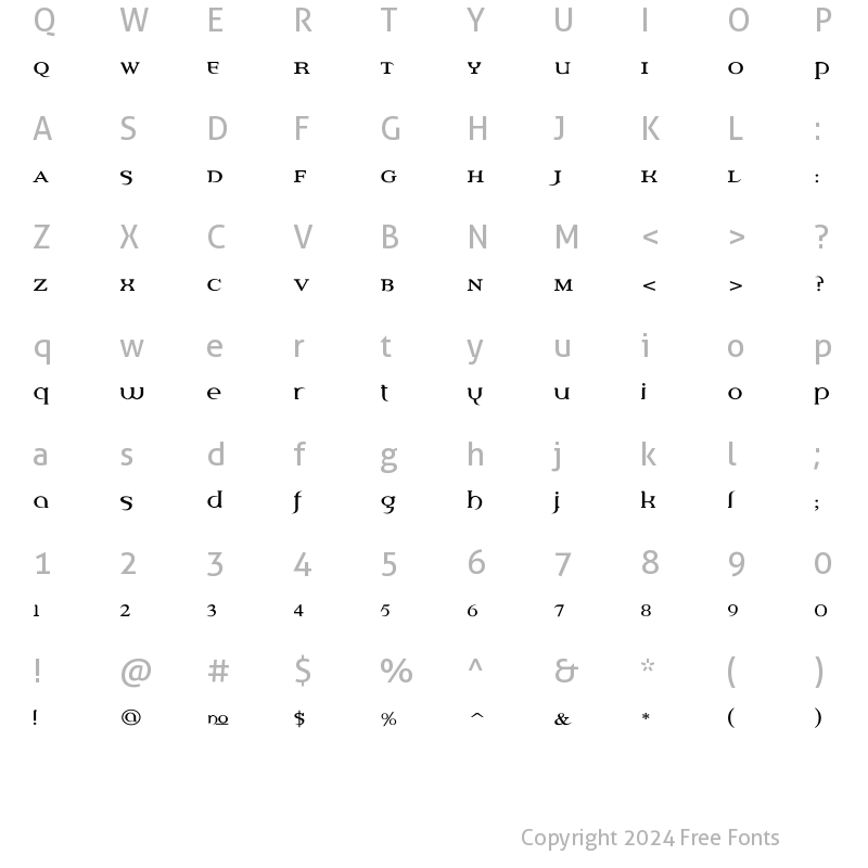 Character Map of Percolator Bold