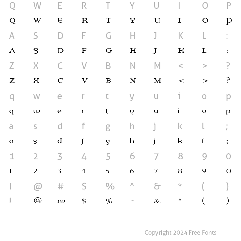 Character Map of Percolator Text Cyr Regular