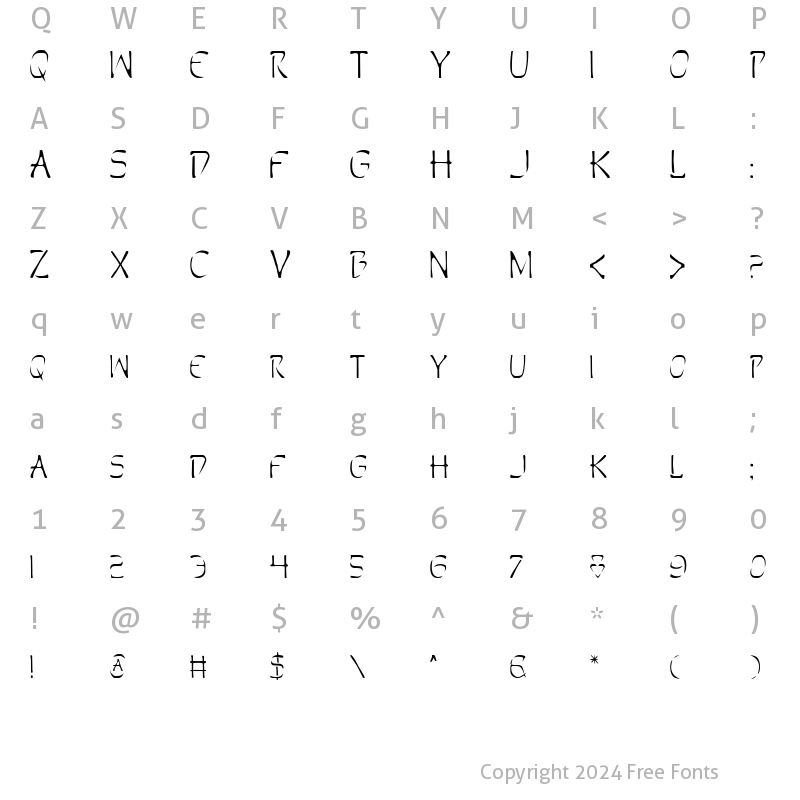 Character Map of Perdition Regular