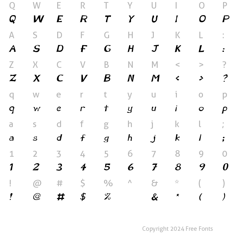 Character Map of Perdoo Italic