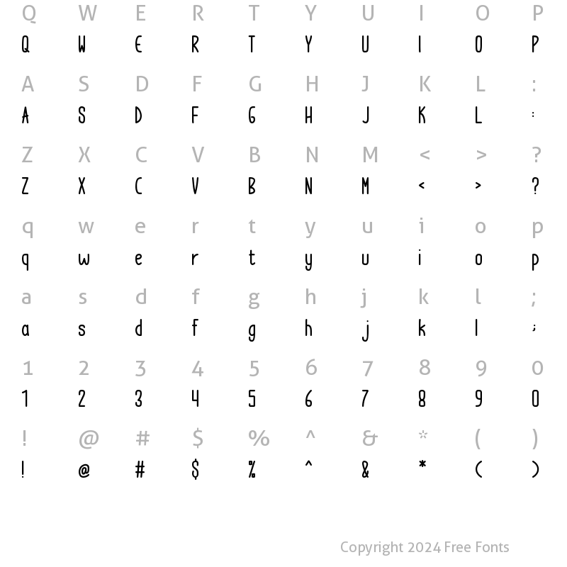 Character Map of Perfect Month Regular