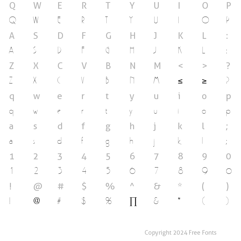 Character Map of Pergamon DB Medium