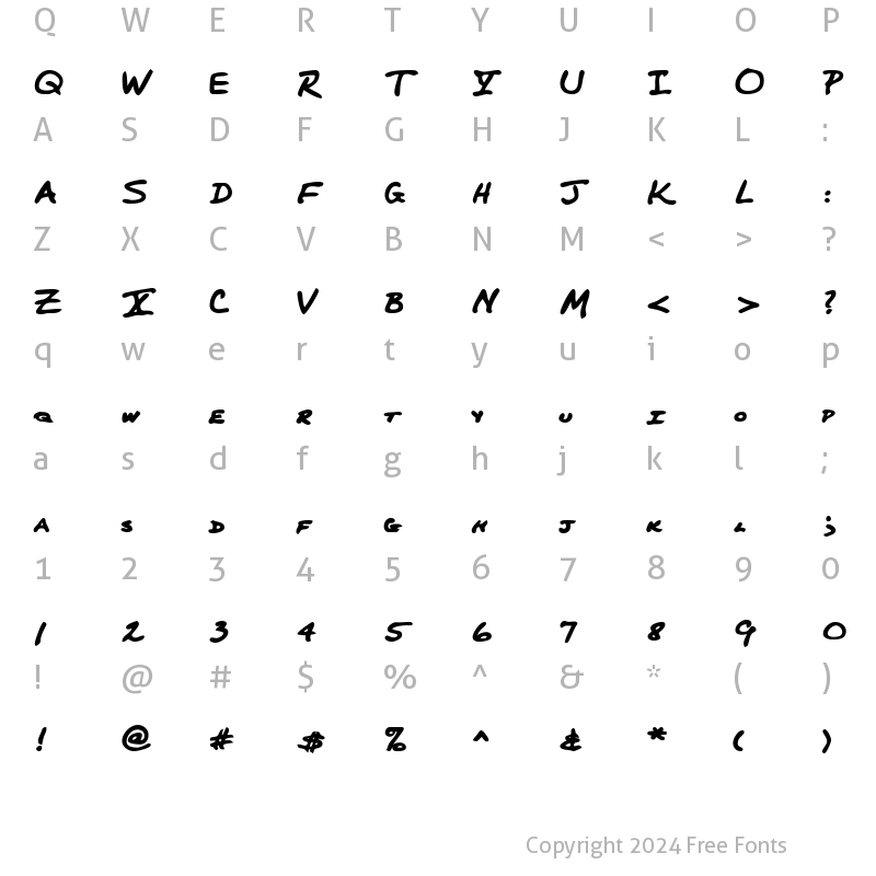 Character Map of PerkinsHand Bold