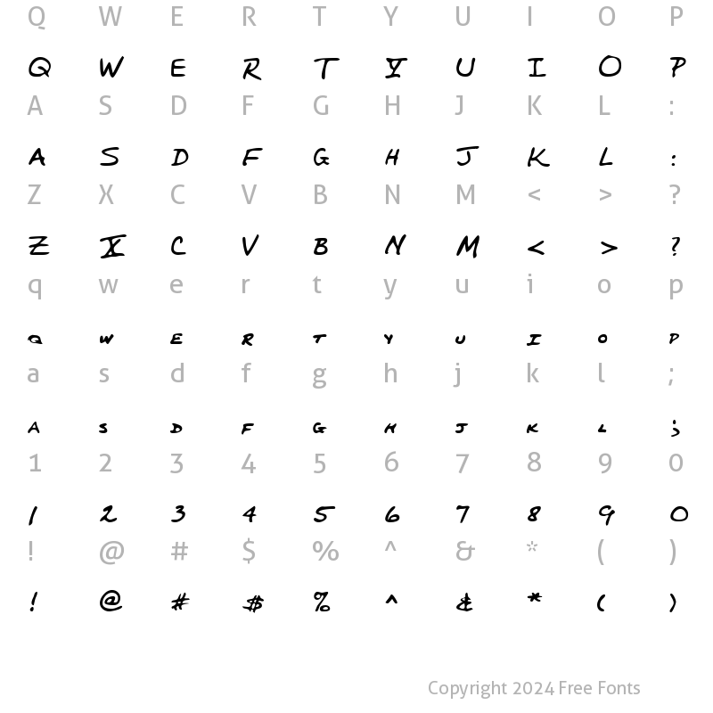 Character Map of PerkinsHand Regular