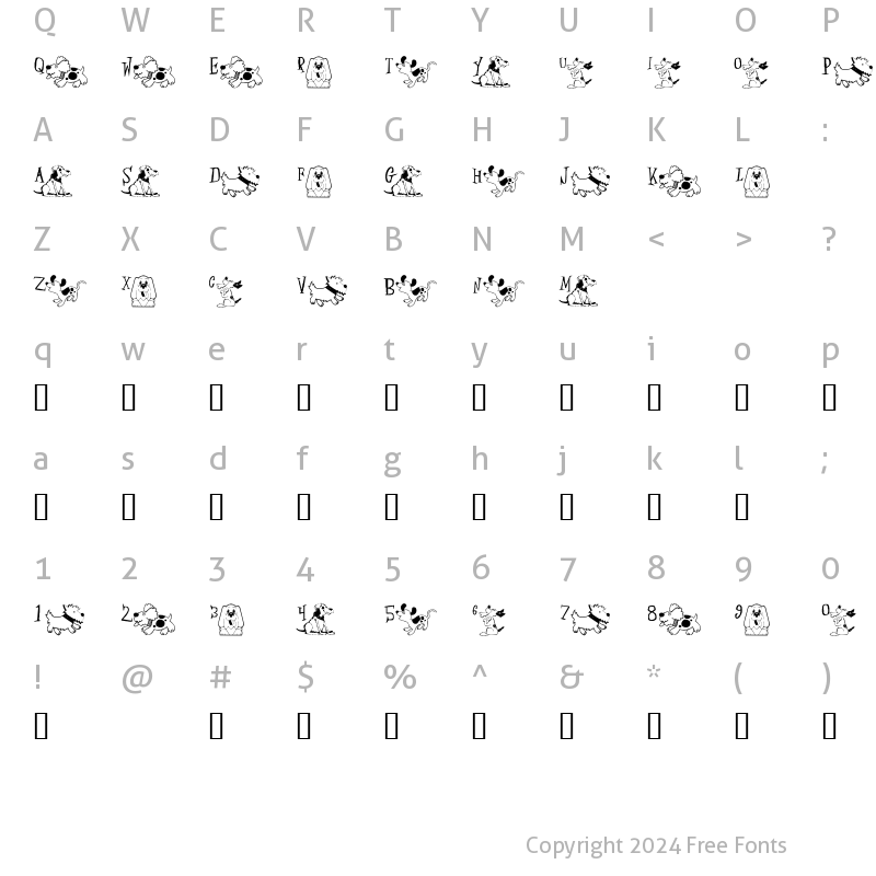 Character Map of Perky Pooches Regular