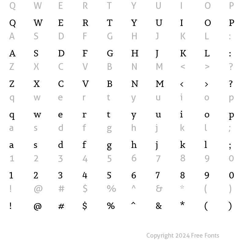 Character Map of PermianSlabSerifTypeface Regular