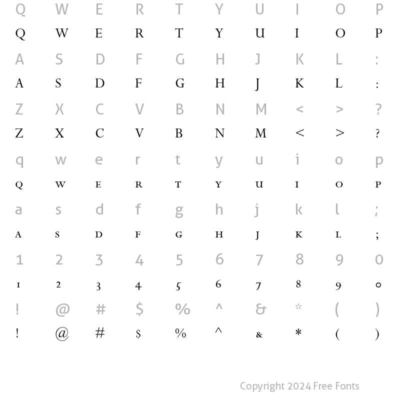 Character Map of Perpetua Small Caps & Oldstyle Regular