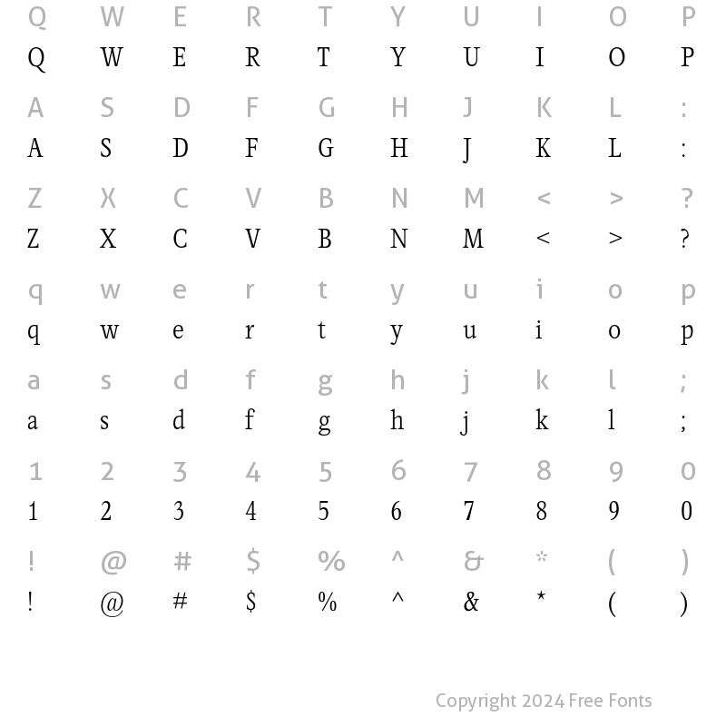 Character Map of Perrywood MT Std Light Cond