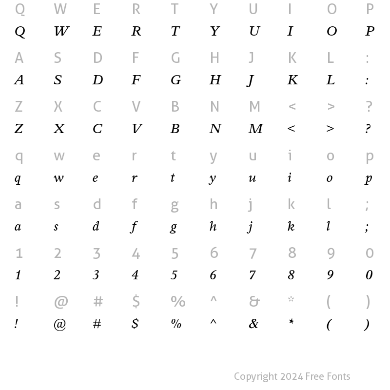 Character Map of Perrywood MT Std Semibold Cn It