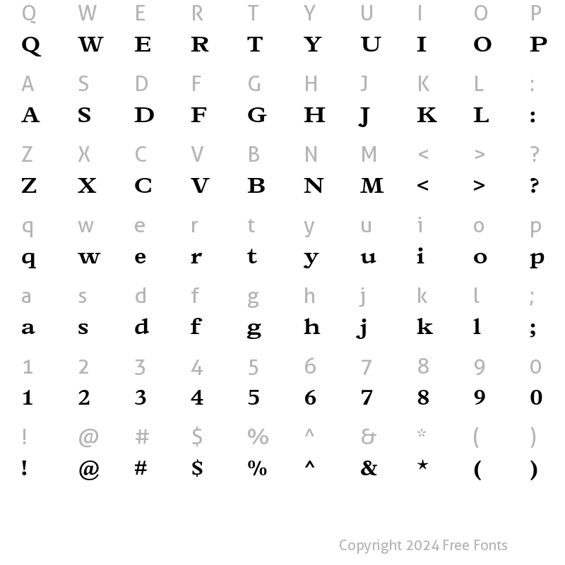 Character Map of Perrywood MT Std Xbold Xpd