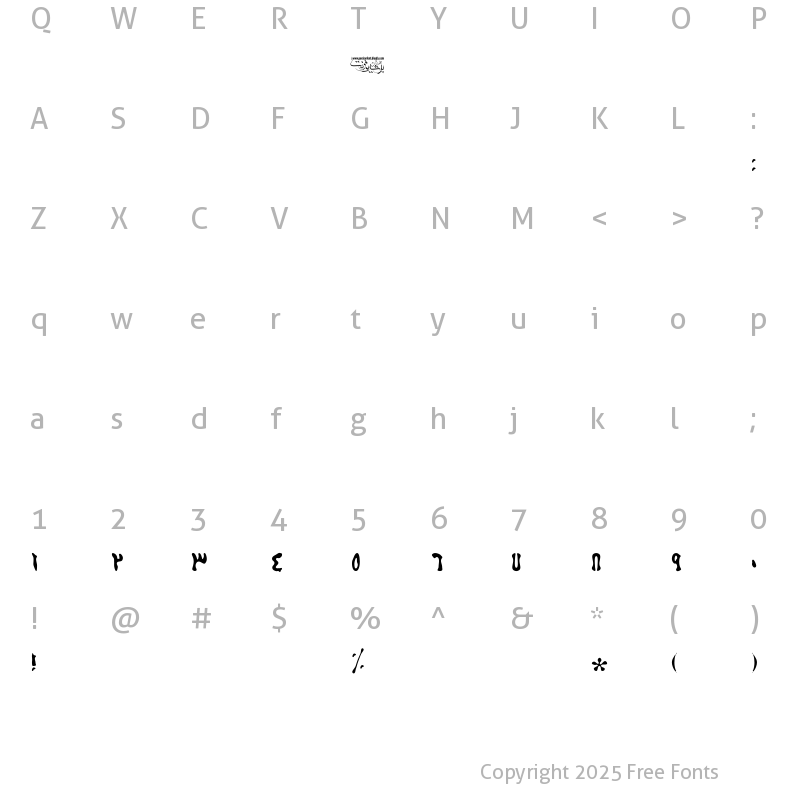 Character Map of Persian-Sooreh Bold