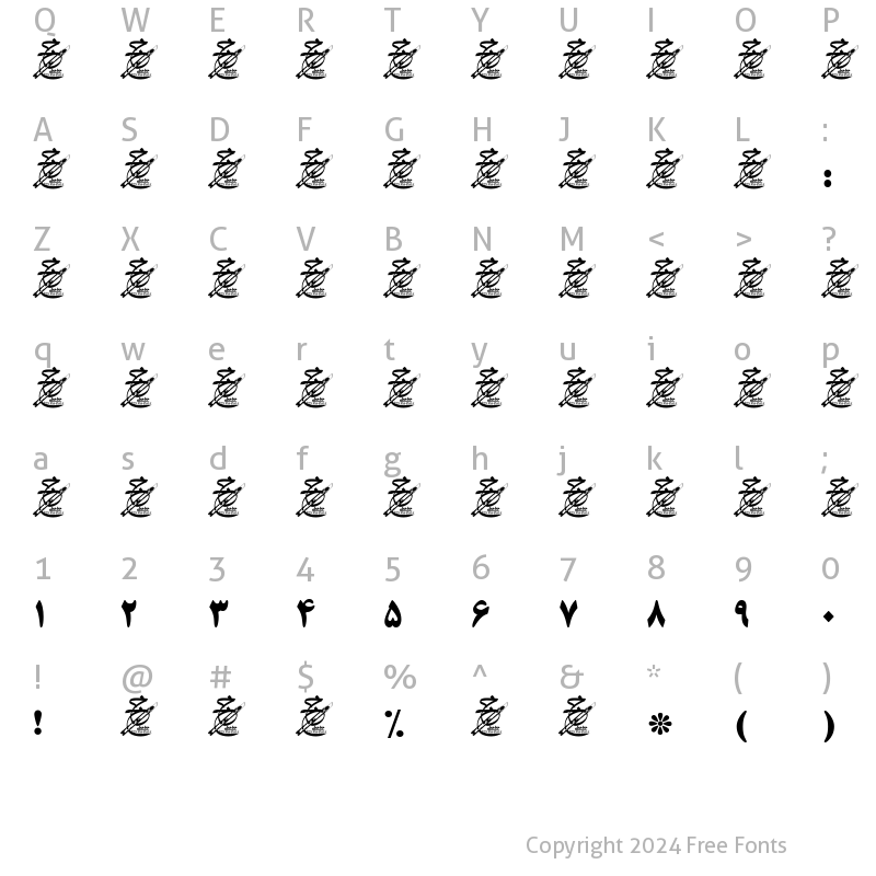 Character Map of persian-titraj 1 Regular