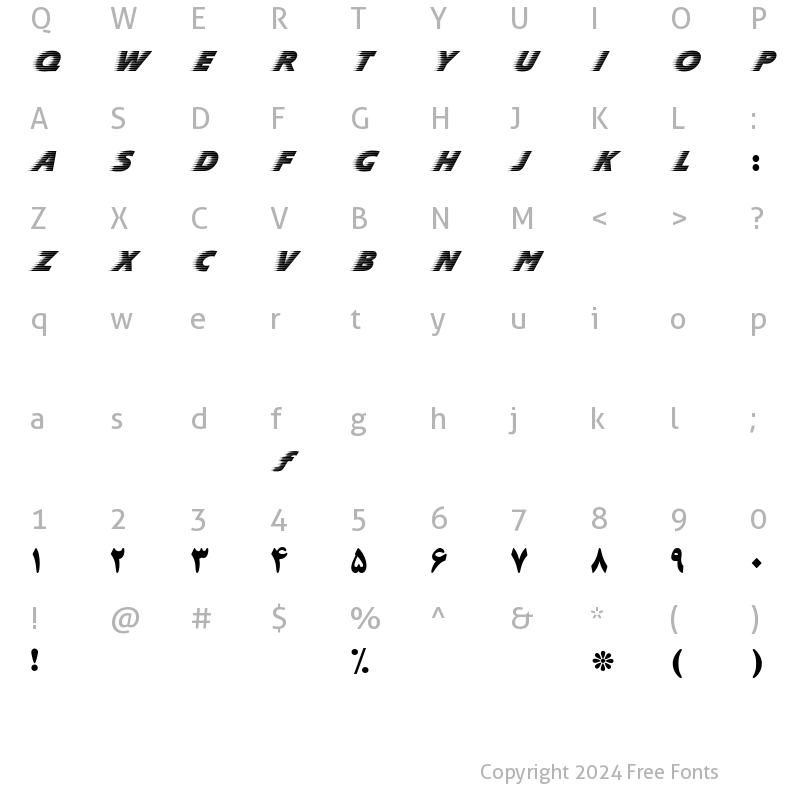 Character Map of persian-titraj 2 Regular