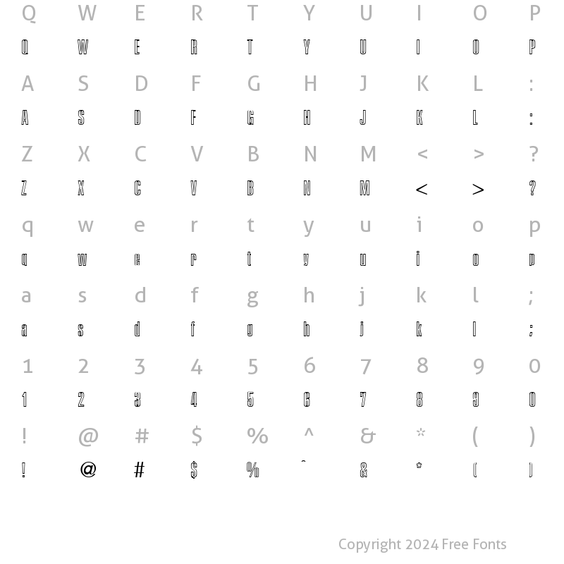 Character Map of PersistentOutline Bold