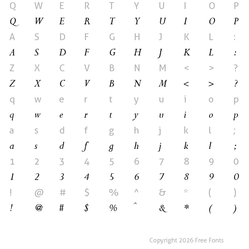 Character Map of Perspective RegularItalic