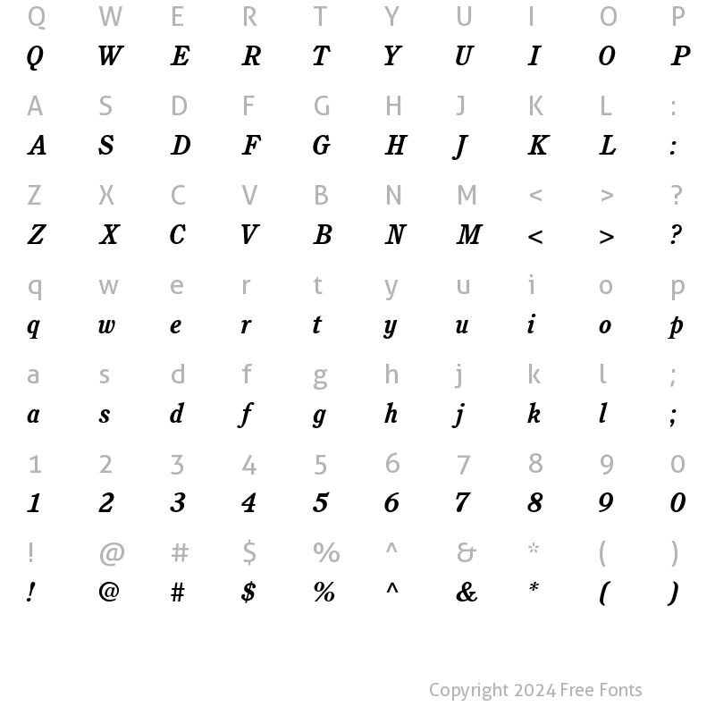 Character Map of Perspective SSi Bold Italic