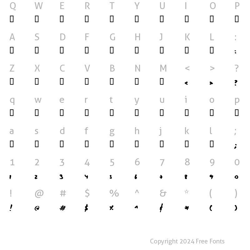 Character Map of Petel Bold