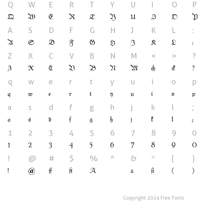 Character Map of Peter Schlemihl Regular