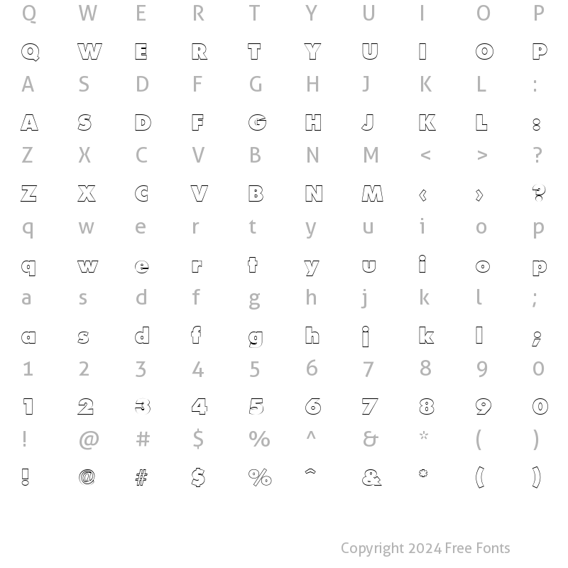 Character Map of PeterBeckerOutline-Heavy Regular