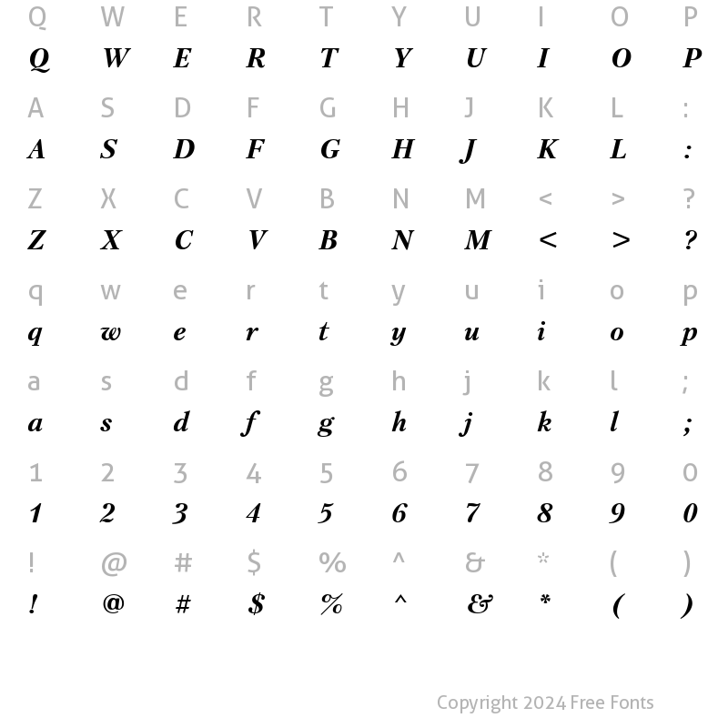 Character Map of Petersburg BoldItalic Cyrillic