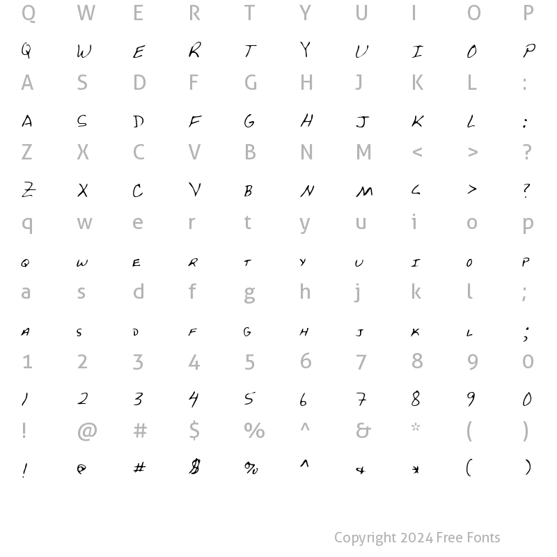 Character Map of PetersHand Regular