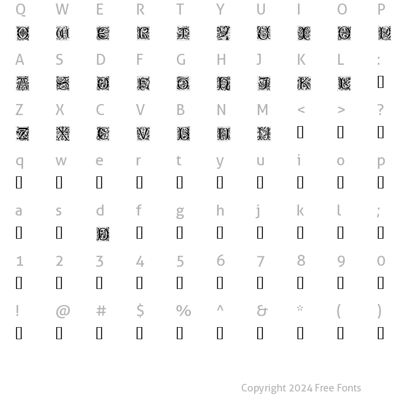 Character Map of PetitFleur Light PetitFleur Light