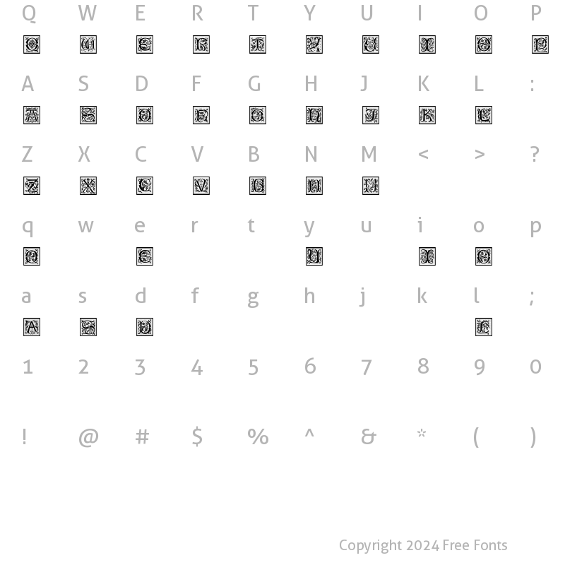 Character Map of PetitFleurNormal PetitFleurNormal