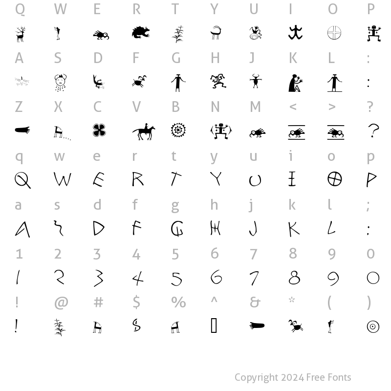 Character Map of Petroglyph Regular