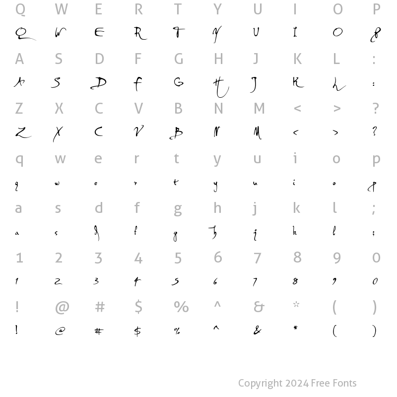 Character Map of PF DaVinci Script Pro Regular