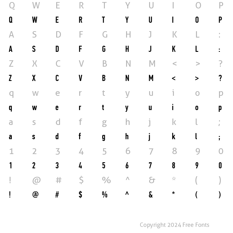 Character Map of PF Din Text Comp Pro Medium