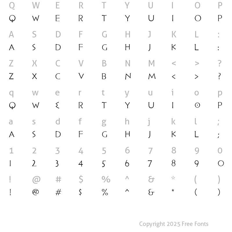 Character Map of PF Hellenica Serif Pro Light