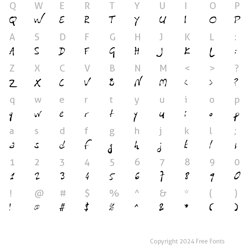 Character Map of PF Libera Pro Liberissima